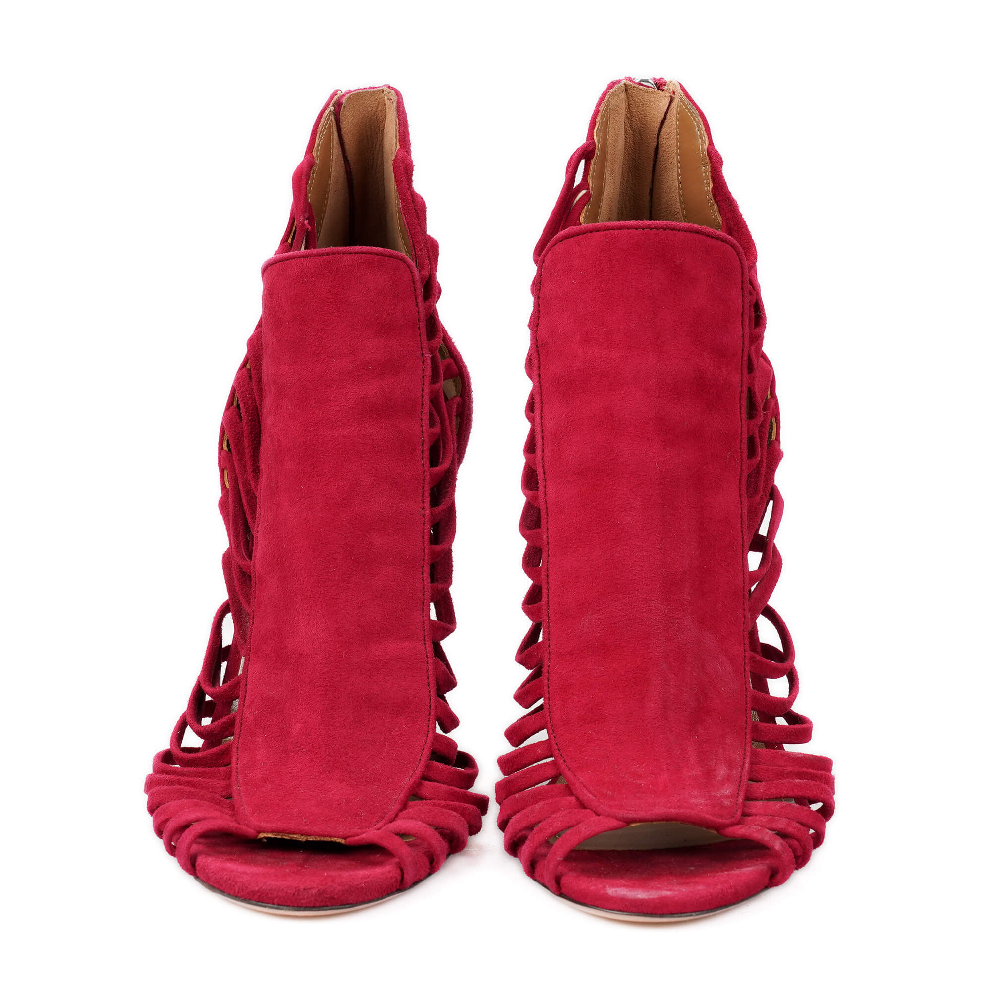 Aquazzura - Red Suede Cut Out Ankle Pumps